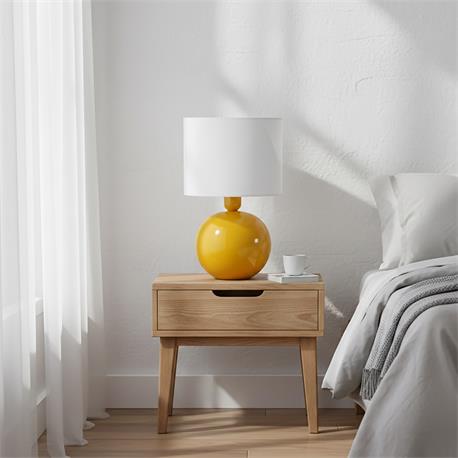 SOBREMESA METAL AMARIILO C/PANT TEXTIL BLANCA