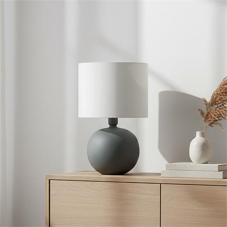 SOBREMESA METAL GRIS PIZARRA C/PANT TEXTIL BLANCA