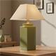 Lámpara de Mesa ALBA Cerámica Verde Metal Oro Con Pantalla