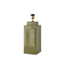 Pie de Lámpara ALBA Cerámica Verde Metal Oro Sin Pantalla