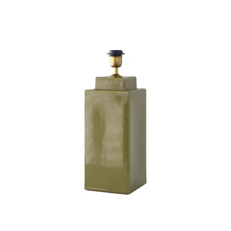 Pie de Lámpara ALBA Cerámica Verde Metal Oro Sin Pantalla