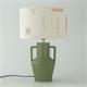 Lámpara de Mesa JADE Cerámica Verde con Pantalla Bordada