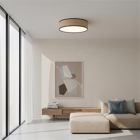 Plafón de Techo Redondo ENZO II Rafia 30 Cm 2 Luces