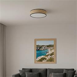 Plafón de Techo Redondo ENZO II Rafia 40 Cm 2 Luces