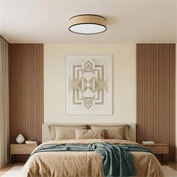 Plafón de Techo Redondo ENZO II Rafia 45 Cm 2 Luces