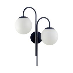 Aplique de Pared Metálico Negro y Pantallas de Vidrio Blanco