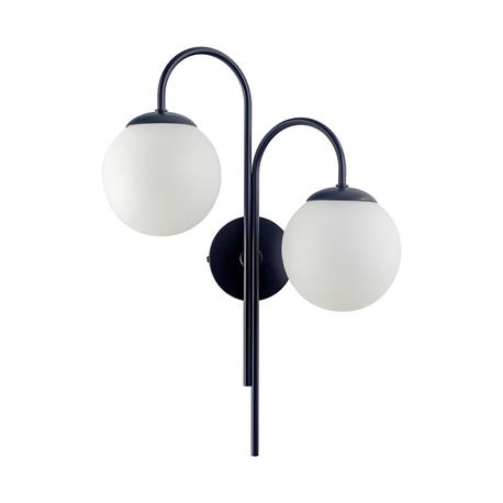 Aplique de Pared Metálico Negro y Pantallas de Vidrio Blanco