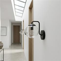 Aplique de Pared Negro y Cristal Transparente | Serie CINTIA