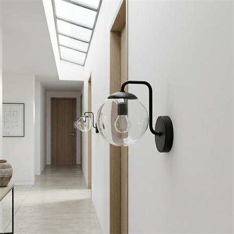 Aplique de Pared Negro y Cristal Transparente | Serie CINTIA