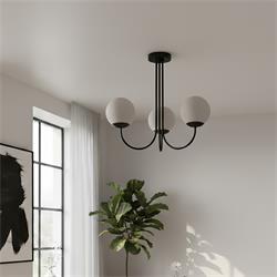 Lámpara de Techo Negra Cristales Blancos | Serie CINTIA