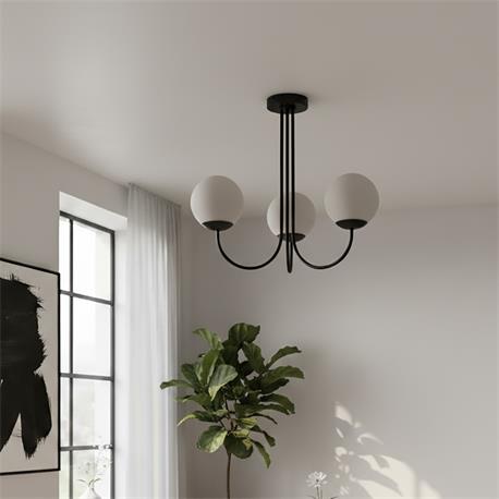 Lámpara de Techo Negra Cristales Blancos | Serie CINTIA