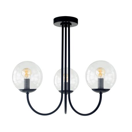 Lámpara de Techo Negra Cristal Transparente | Serie CINTIA