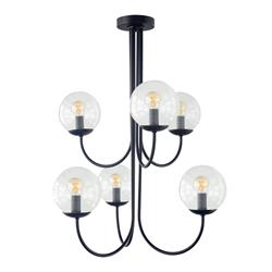 Lámpara de Techo Negra Tulipas Transparentes | Serie CINTIA