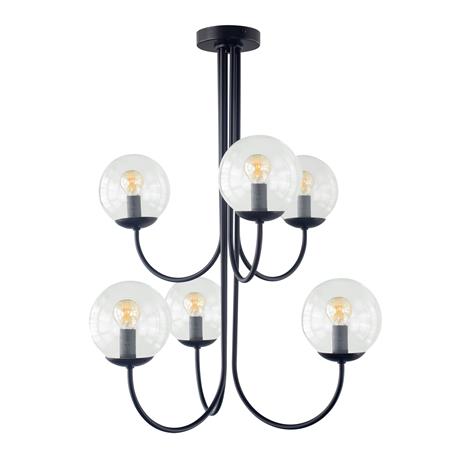 Lámpara de Techo Negra Tulipas Transparentes | Serie CINTIA