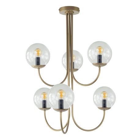 Lámpara de Techo Oro y Tulipas Transparentes | Serie CINTIA