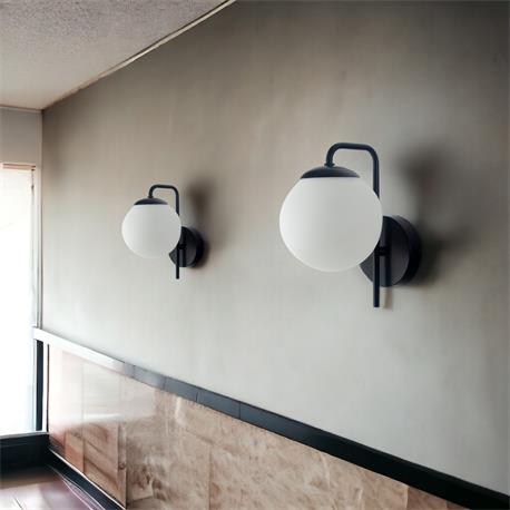 Aplique de Pared Negro y Cristal Blanco | Serie ELOISE