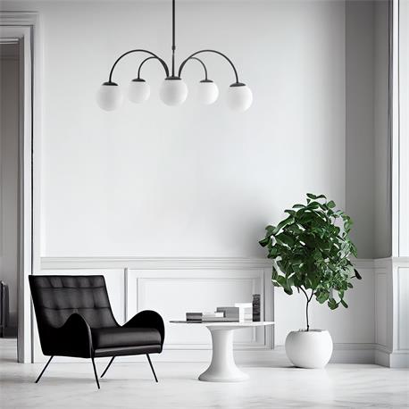 Lámpara de Techo Negra Vidrios Blancos | Serie ELOISE