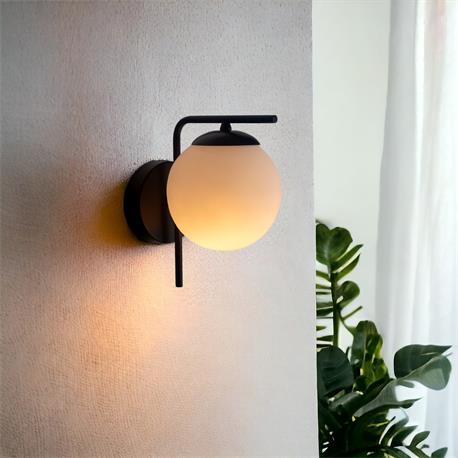 Aplique de Pared Negro y Cristal Blanco | Serie PATRICIA