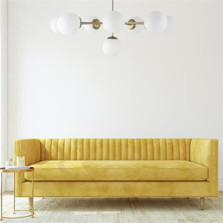 Lámpara de Techo Oro y Cristal Blanco | Serie PATRICIA