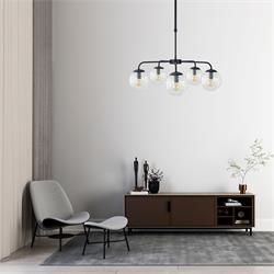 Lámpara de Techo Negra Cristal Transparente | Serie PATRICIA