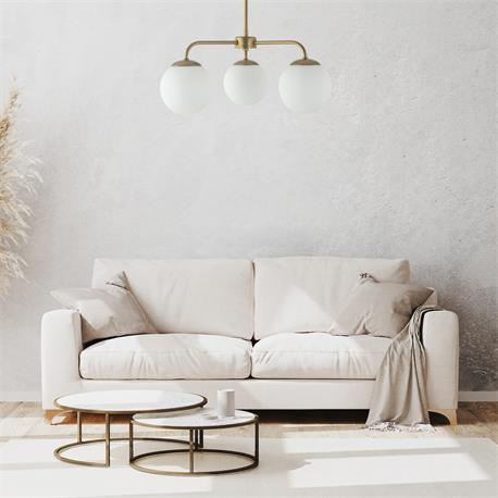 Lámpara de Techo Oro y Cristales Blancos | Serie SILVIA