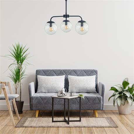 Lámpara de Techo Negra y Cristales Bicos | Serie PATRICIA