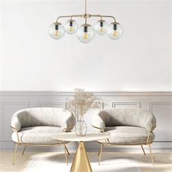 Lámpara de Techo Oro y Cristales Bicos | Serie PATRICIA