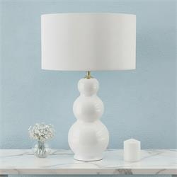 Lámpara de Mesa ISABELLA Cerámica Blanca Pantalla Blanca