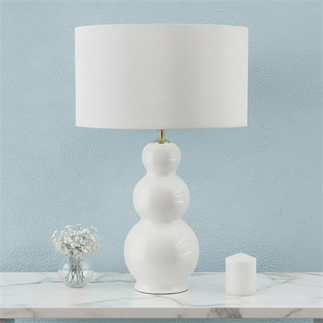 Lámpara de Mesa ISABELLA Cerámica Blanca Pantalla Blanca