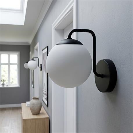 Aplique de Pared CINTIA Metal Negro C/T Blanco Mate 1 Luz