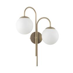 Aplique de Pared Dorado y Pantallas de Vidrio Blanco