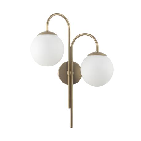 Aplique de Pared Dorado y Pantallas de Vidrio Blanco