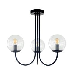 Lámpara de Techo Negra Cristal Transparente | Serie CINTIA