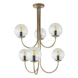 Lámpara de Techo Oro y Tulipas Transparentes | Serie CINTIA