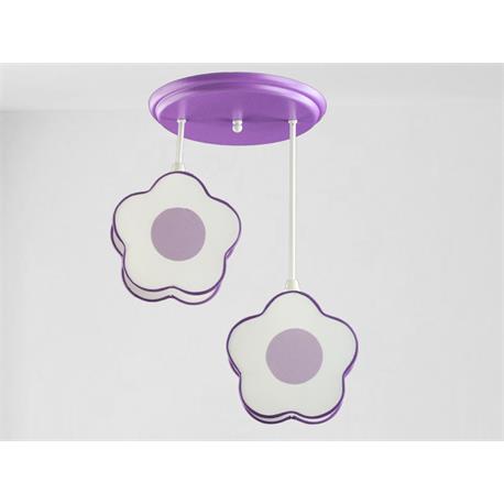 PLAFON INFANTIL LILA 2 LUCES C/PANTALLA FLOR