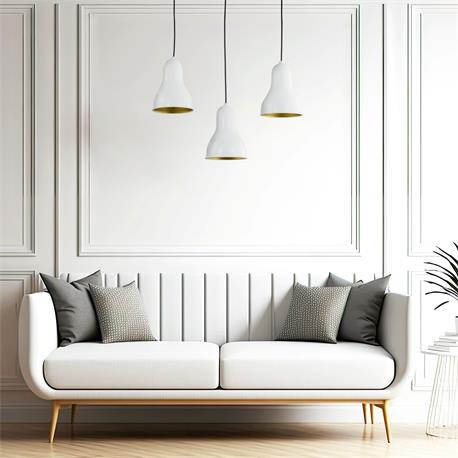 Lámpara Colgante de Metal Blanco y Oro | Serie DAKOTA