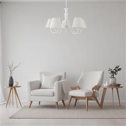 Lámpara de Techo de Madera Blanca Cinco Luces | Serie AGNES