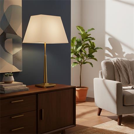 Lámpara de Mesa Oro con Pantalla Rectangular | Serie RAIZA