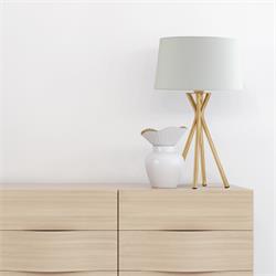 Lámpara de Mesa DIANE Metal Oro Pantalla Blanca