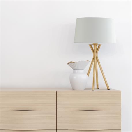 Lámpara de Mesa DIANE Metal Oro Pantalla Blanca