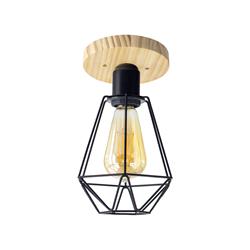 Plafón de Techo de Madera y Metal Negro | Serie HANAE