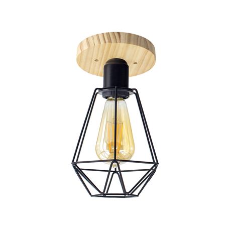 Plafón de Techo de Madera y Metal Negro | Serie HANAE