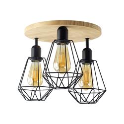 Plafón de Madera y Metal Negro con 3 Luces | Serie HANAE