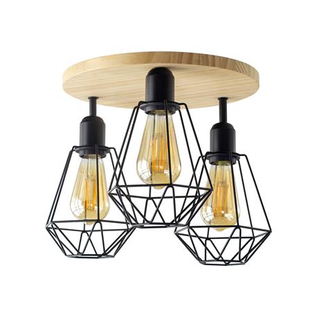 Plafón de Madera y Metal Negro con 3 Luces | Serie HANAE