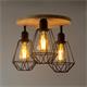 Plafón de Madera y Metal Negro con 3 Luces | Serie HANAE