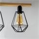Plafón de Madera y Metal Negro con 3 Luces | Serie HANAE