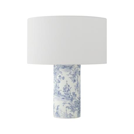 Lámpara de Mesa Tejido Toile De Jouy y Blanco | Serie SHEILA