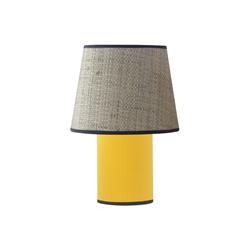Lámpara de Mesa Mostaza y Rafia Gris | Serie NOELIA