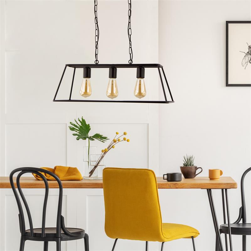 LAMPARA COLGANTE NEGRO LUCIANA 3 LUCES XTRELAMP