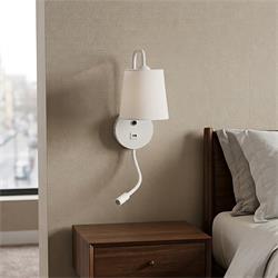 Aplique de Pared Blanco con USB y Lector LED | Serie NOEMÍ